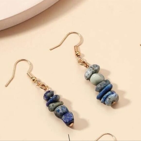⭐️3/$25⭐️ NEW Blue Stone Dangly Earrings - Picture 2 of 3